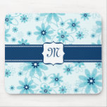 Blue Flower Monogram Mouse Pad