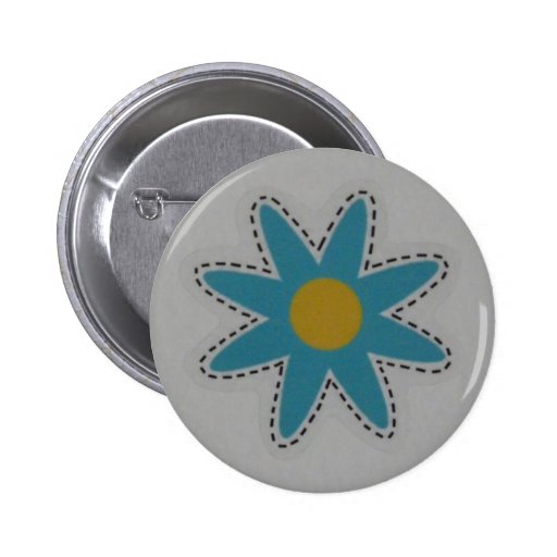 blue flower pinback buttons