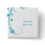 Blue Flower Swirls custom brooch / pin