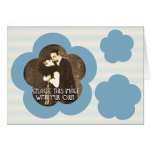 Blue Flowers &amp; Stripes Greeting Card