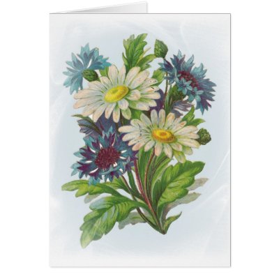 Blue Flowers and Daisies Customisable Card by vintagegiftmall