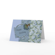 Blue Flowers Birthday Card