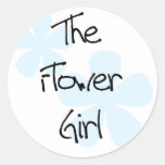 Blue Flowers Flower Girl Round Sticker