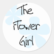 Blue Flowers Flower Girl Round Sticker
