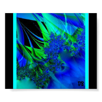 Blue Flowers Fractal Art Poster posters
