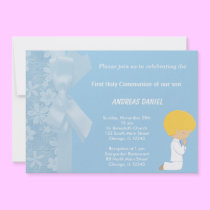Blue Flowers Holy Communion invitations