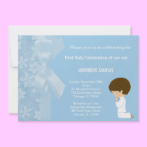 Blue Flowers Holy Communion invitations