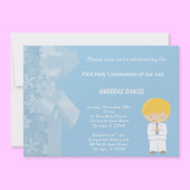 Blue Flowers Holy Communion invitations