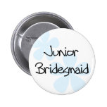 Blue Flowers Jr. Bridesmaid Pinback Buttons