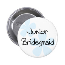 Blue Flowers Jr. Bridesmaid Pinback Buttons