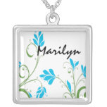 Blue Flowers on White