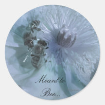Blue Flowers Wedding Invitation Seals Round Sticker