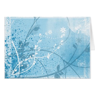 Blue Flowery Grunge Greeting Cards by oakley56fila