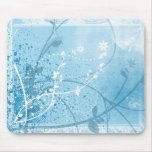 Blue Flowery Grunge Mouse Pads