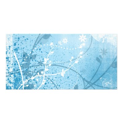 Blue Flowery Grunge Picture Card by oakley56fila