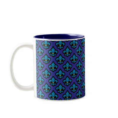 Blue Fluer de Lis Cup Coffee Mug by JuJuGarden