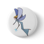 blue flying fairy pixie pinback button