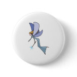 blue flying fairy pixie pinback button