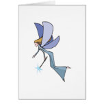 blue flying fairy pixie greeting card