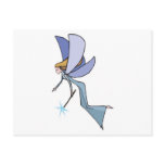 blue flying fairy pixie post card