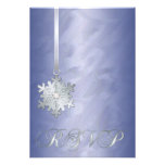 Blue Foil Silver Snowflake Jewel RSVP Invitation