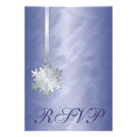 Blue Foil Silver Snowflake RSVP Invitation