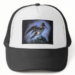 Blue-Footed Booby Bird: Oil Pastel on Black Hat