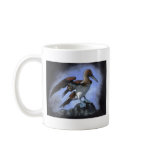 Blue-Footed Booby Bird: Oil Pastel on Black Coffee Mugs