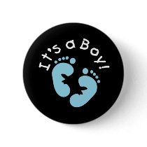 Blue Footprints It's a Boy Button