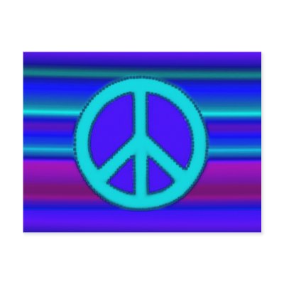 Blue Fractal & Peace Sign Post Cards by makelovenotwar