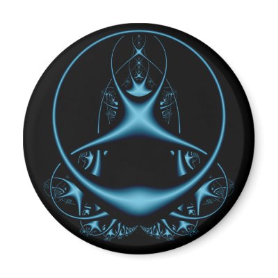 Blue Fractal Round Magnet by Gilliand_Photo