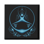 Blue Fractal Square Magnet