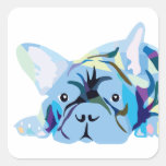 Blue French Bulldog Quadrataufkleber