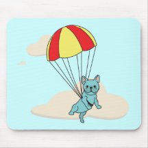 Blue French Bulldog Umbrella Fun Mousepad