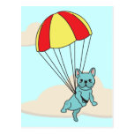 Blue French Bulldog Umbrella Fun Postcard