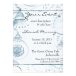 Blue French Toile Flourishes Custom Invites