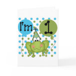 Blue Frog 1st Birthday Tshirts and Gifts Greeting Card