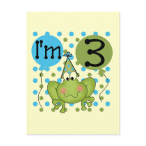 Blue Frog 3rd Birthday Tshirts and Gifts Post Cards