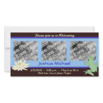 Blue Frog and Lotus Birth Announcement
