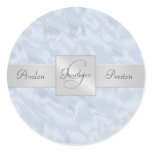 Blue Frost Monogram Wedding Sticker
