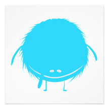 blue fuzzy duzzle monster personalized invite