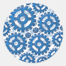 Blue gear wheels stickers