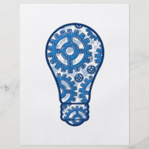 Blue gears light bulb full color flyer