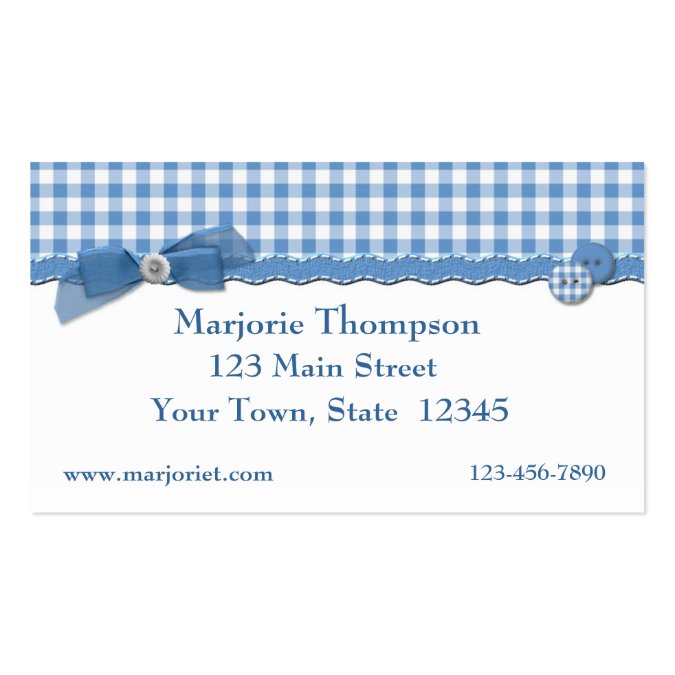 Blue Gingham Business Card