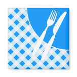 Blue Gingham & Cutlery magnets
