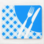 Blue Gingham & Cutlery mousepads