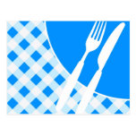 Blue Gingham & Cutlery Postcards