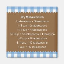 Blue gingham dry measure chart kitchen helper magnets