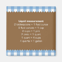 Blue gingham liquid measure chart kitchen helper magnets