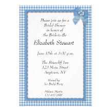 Blue Gingham Personalised Invitations